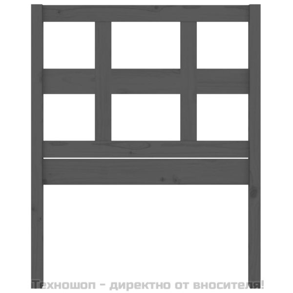 Горна табла за легло, сива, 80,5x4x100 см, бор масив