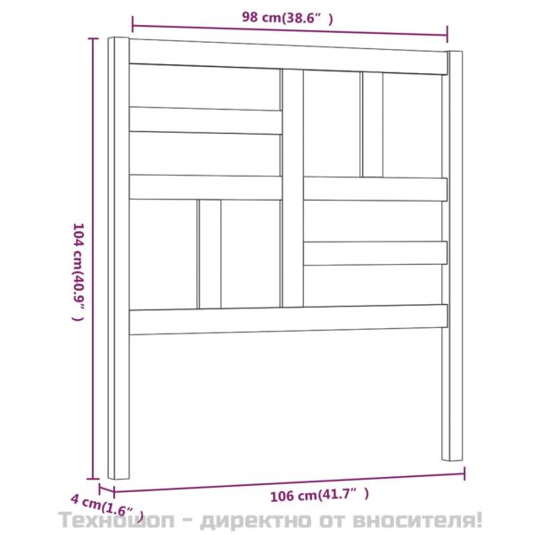 Горна табла за легло, 106x4x104 см, бор масив