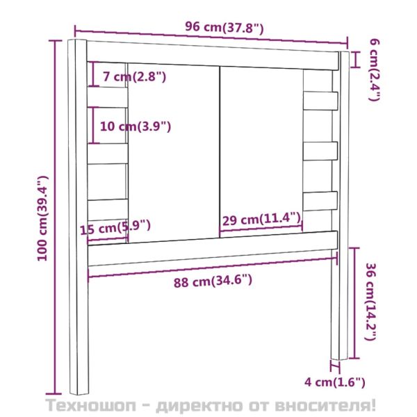 Табла за спалня, меденокафява, 96x4x100 см, бор масив