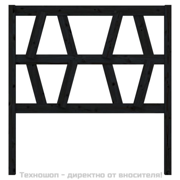 Горна табла за легло, черна, 96x4x100 см, бор масив