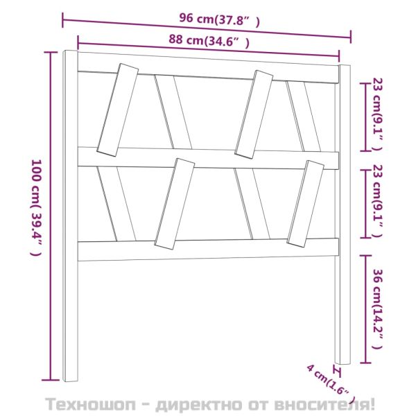 Горна табла за легло, черна, 96x4x100 см, бор масив