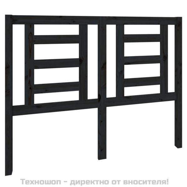Горна табла за легло, черна, 126x4x100 см, бор масив