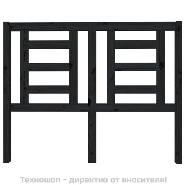 Горна табла за легло, черна, 126x4x100 см, бор масив