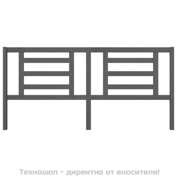 Горна табла за легло, сива, 206x4x100 см, бор масив