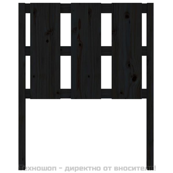 Горна табла за легло, черна, 80,5x4x100 см, бор масив