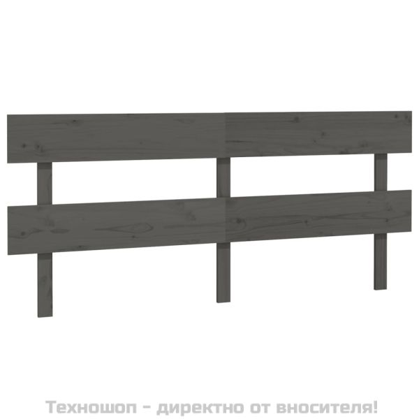 Горна табла за легло, сива, 204x3x81 см, бор масив