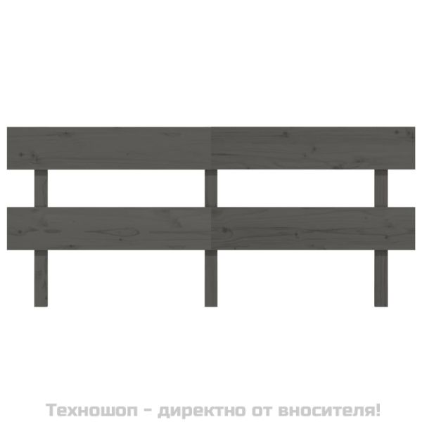 Горна табла за легло, сива, 204x3x81 см, бор масив