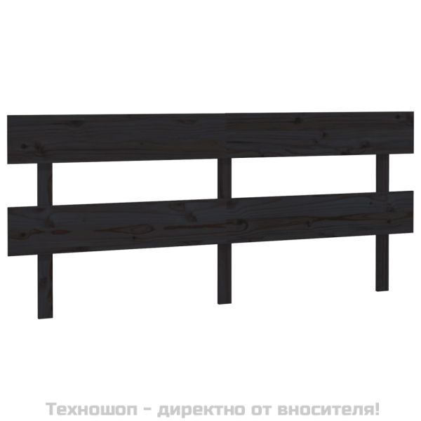 Горна табла за легло, черна, 204x3x81 см, бор масив
