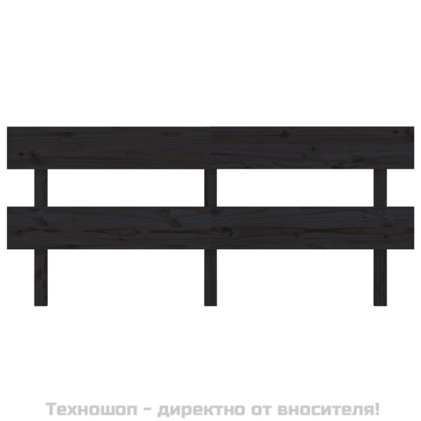 Горна табла за легло, черна, 204x3x81 см, бор масив