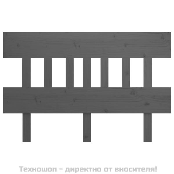Горна табла за легло, сива, 123,5x3x81 см, бор масив