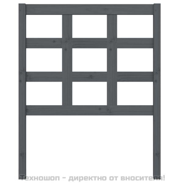 Горна табла за легло, сива, 80,5x4x100 см, бор масив