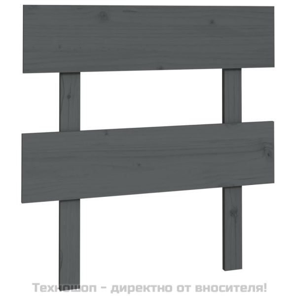 Горна табла за легло, сива, 93,5x3x81 см, бор масив