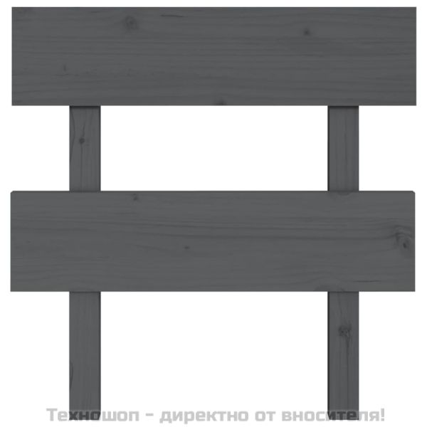 Горна табла за легло, сива, 93,5x3x81 см, бор масив