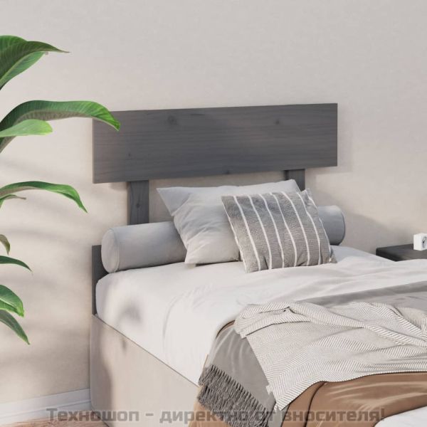 Горна табла за легло, сива, 93,5x3x81 см, бор масив