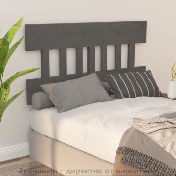 Горна табла за легло, сива, 163,5x3x81 см, бор масив
