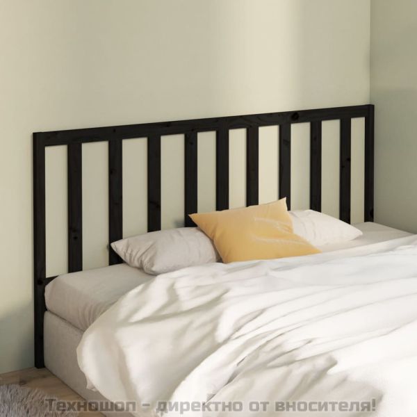 Горна табла за легло, черна, 206x4x100 см, бор масив