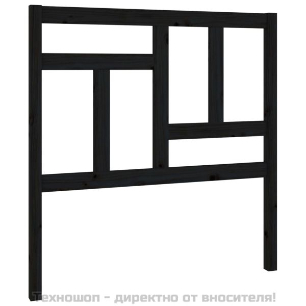 Горна табла за легло, черна, 95,5x4x100 см, бор масив