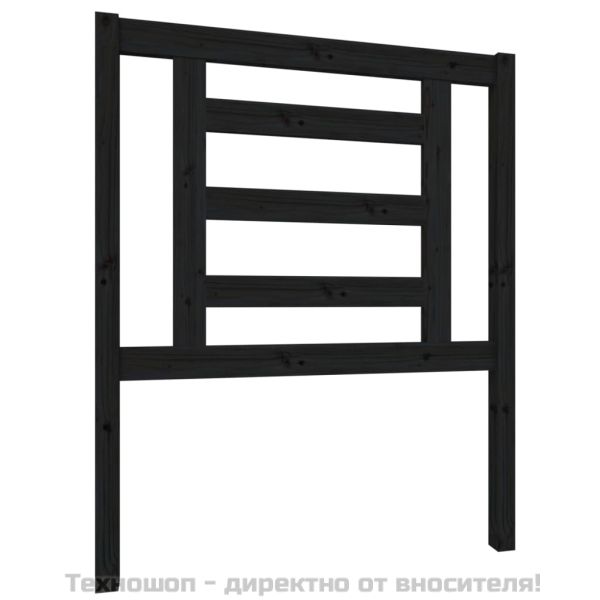 Горна табла за легло, черна, 81x4x100 см, бор масив