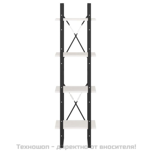 4-етажна библиотека, бяла, 40x30x140 см, борово дърво масив