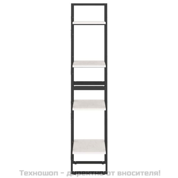 4-етажна библиотека, бяла, 40x30x140 см, борово дърво масив