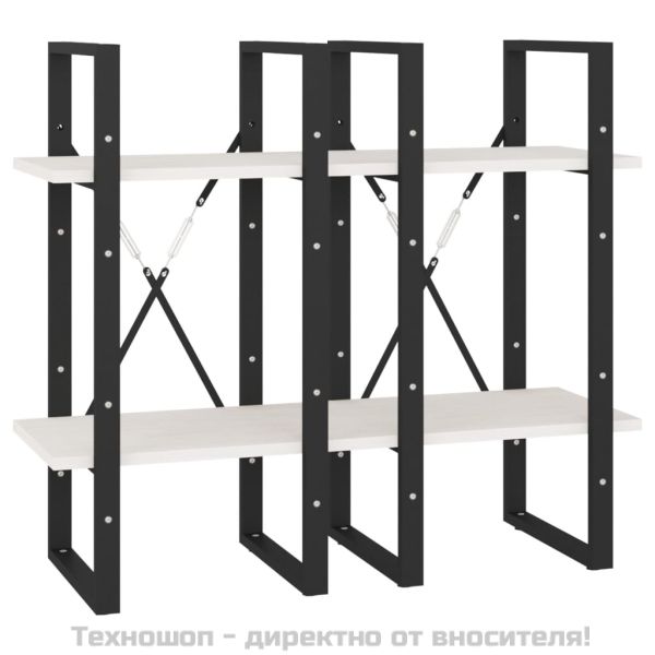 4-етажна библиотека, бяла, 40x30x140 см, борово дърво масив