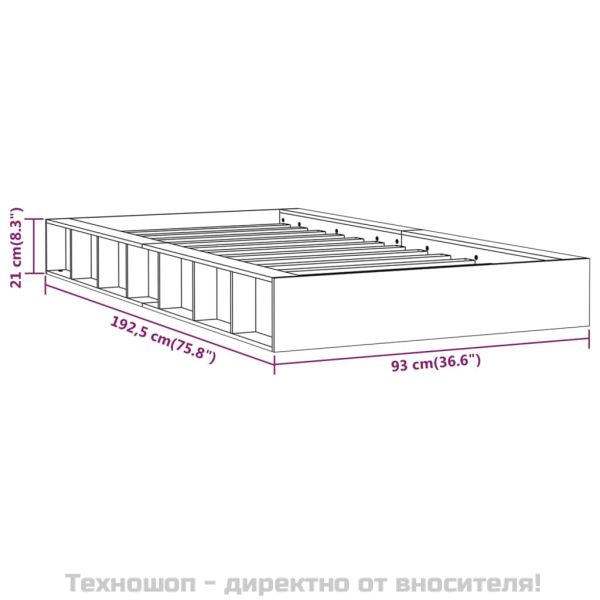 рамка за легло черна 75x190 см Small Single дърво масив