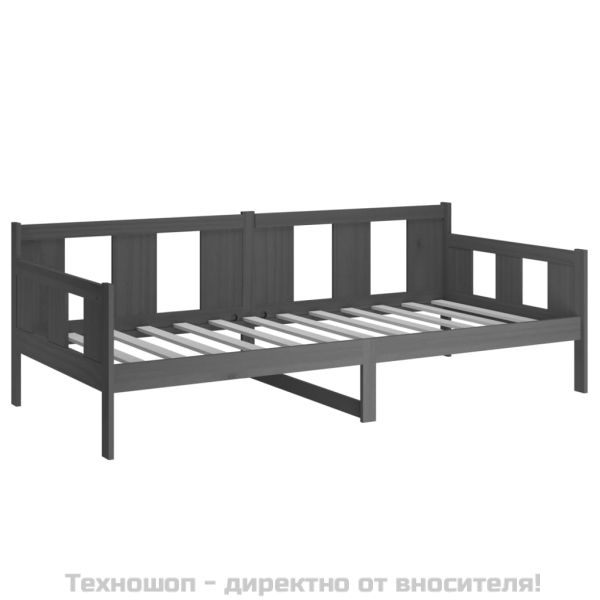 Дневно легло, сиво, борово дърво масив, 80x200 см