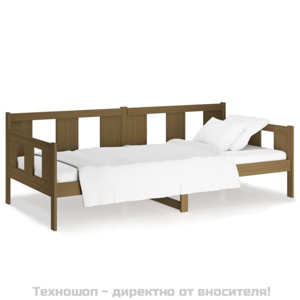 Дневно легло, меденокафяво, борово дърво масив, 90x190 см