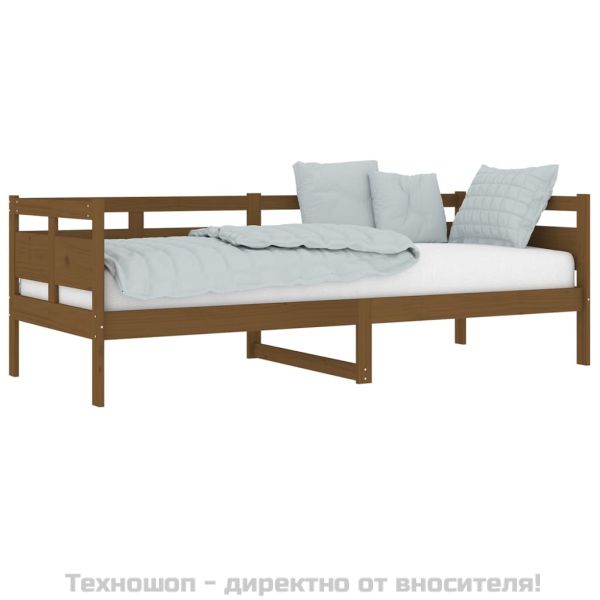Дневно легло, меденокафяво, борово дърво масив, 80x200 см