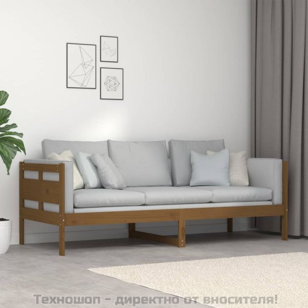 Дневно легло, меденокафяво, борово дърво масив, 80x200 см