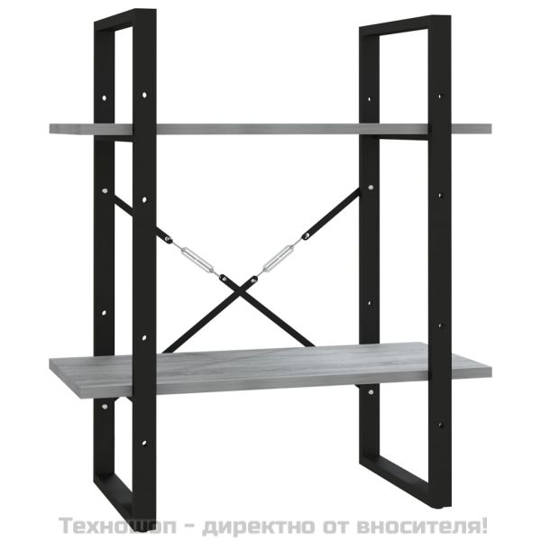 Библиотека на 2 нива, сив сонома, 60x30x70 см, инженерно дърво