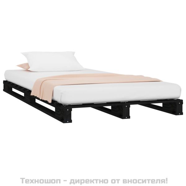 Легло от палети, черно, 75x190 см, бор масив, Small Single