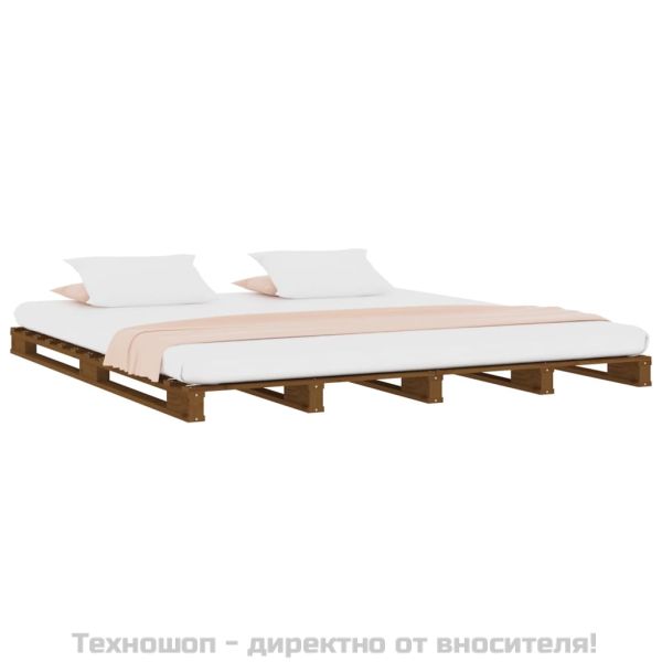 Легло от палети, меденокафява, 120x200 см, бор масив
