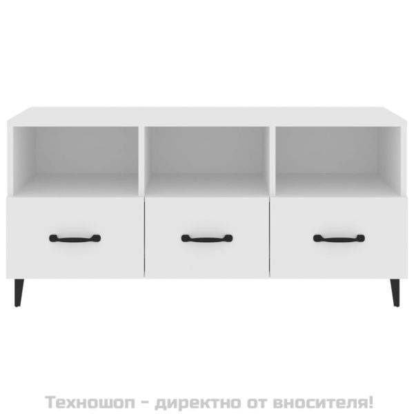 ТВ шкаф, бял, 102x35x50 см, инженерно дърво