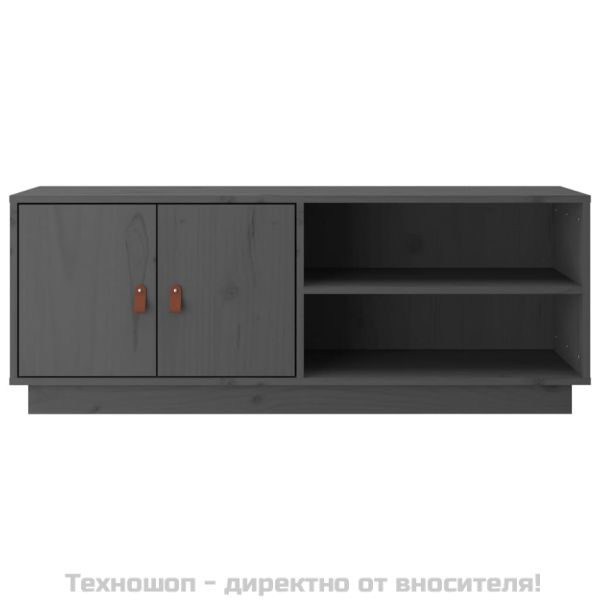 ТВ шкаф, сив, 105x34x40 см, бор масив