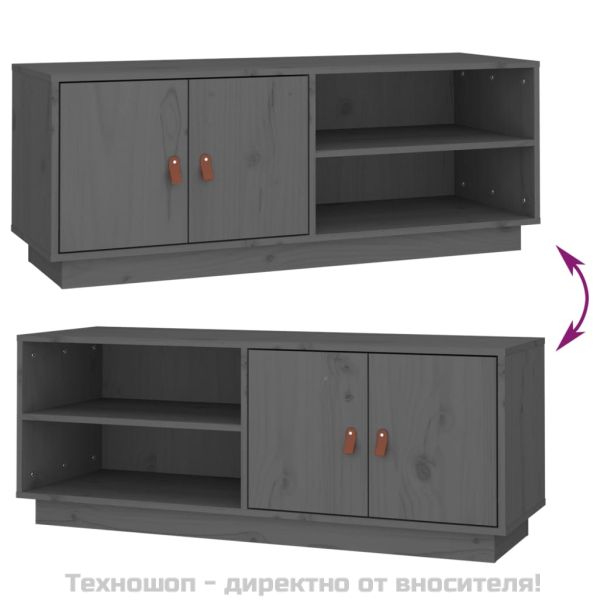 ТВ шкаф, сив, 105x34x40 см, бор масив