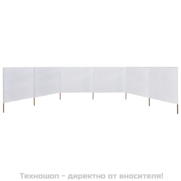 Параван против вятър от 6 панели, текстил, 800x80 см, бял