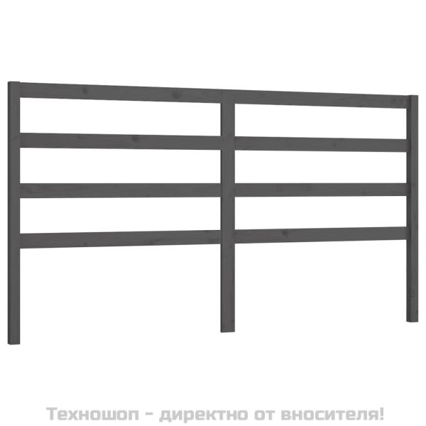Горна табла за легло, сива, 206x4x100 см, бор масив