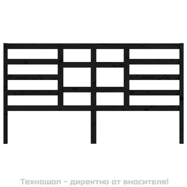 Горна табла за легло, черна, 206x4x104 см, бор масив