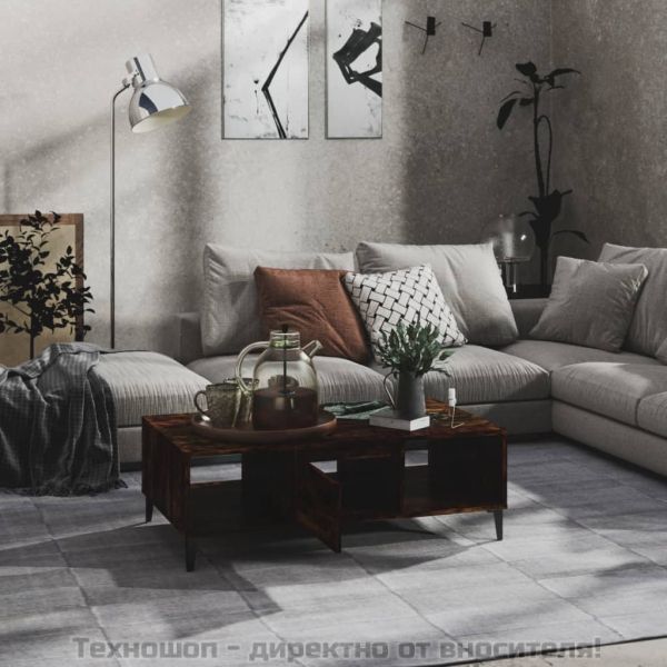 Маса за кафе, опушен дъб, 103,5x60x35 см, инженерно дърво