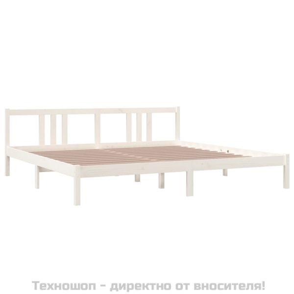 Рамка за легло, бяла, дърво масив, 200x200 см