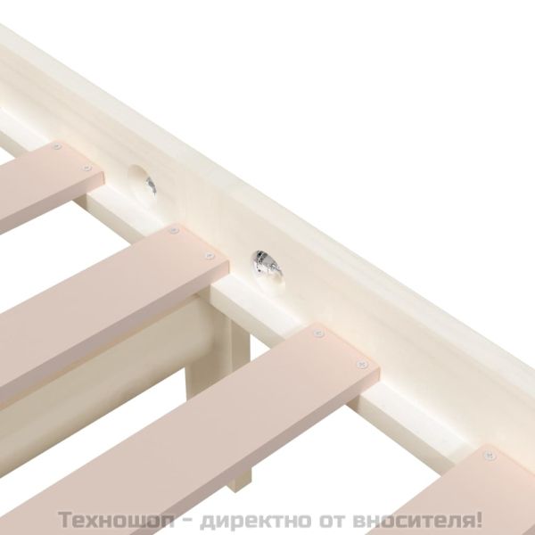 Рамка за легло, бяла, дърво масив, 200x200 см