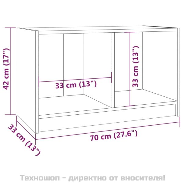 ТВ шкаф, сив, 70x33x42 см, бор масив