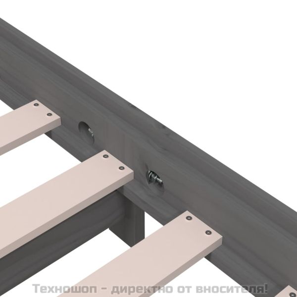 Стифиращо легло, Сиво, борово дърво масив, 75x190 см
