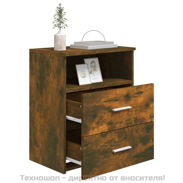 Нощни шкафчета, 2 бр, опушен дъб, 50x32x60 см