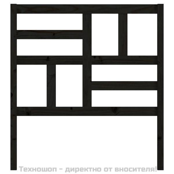Горна табла за легло, черна, 106x4x104 см, бор масив