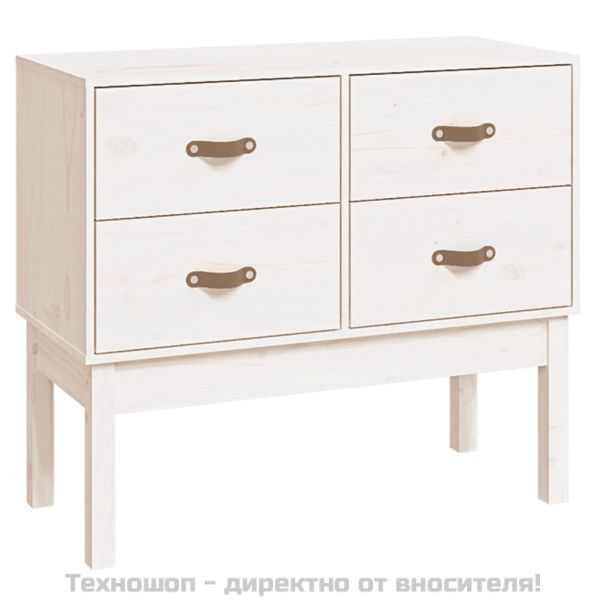 Конзолна маса, бяла, 90x40x78 см, борово дърво масив