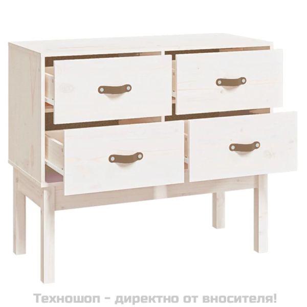 Конзолна маса, бяла, 90x40x78 см, борово дърво масив