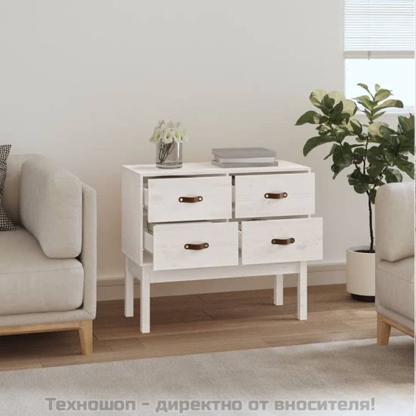 Конзолна маса, бяла, 90x40x78 см, борово дърво масив