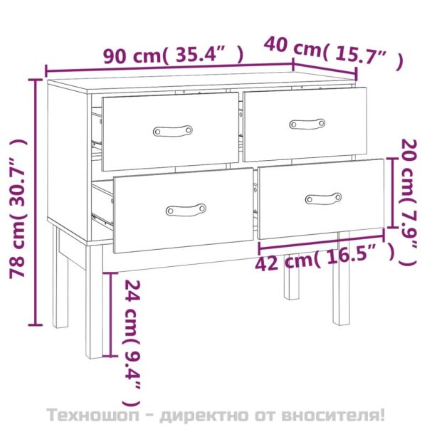 Конзолна маса, бяла, 90x40x78 см, борово дърво масив